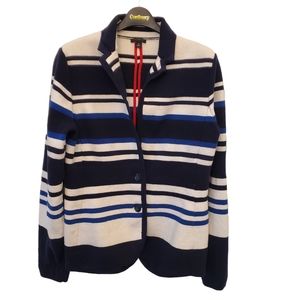 Ann Taylor Medium Cotton Wool Blend Stripe Sweater Blazer Office Work